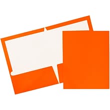 JAM Paper 2-Pocket Presentation Folders, Orange Glossy, 100/Box (385GOR)