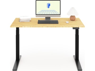 FlexiSpot E7 Pro 55"W Electric Adjustable Standing Desk, Bamboo/Black (E7BPRO5528-LBZB)