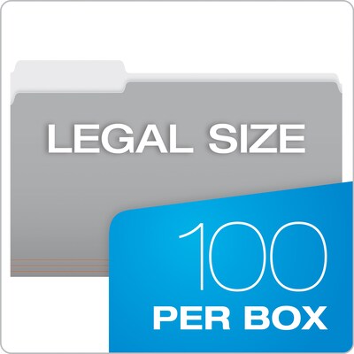 Pendaflex Recycled File Folder, 1/3-Cut Tab, Assorted, Legal Size, Gray, 100/Box (4350 1/3 GRA)