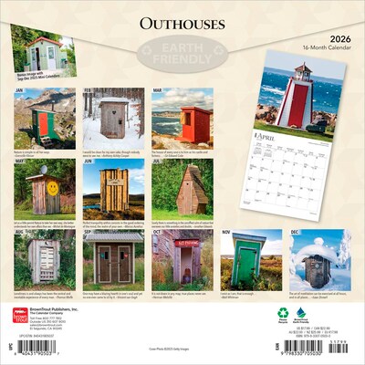 2026 BrownTrout Outhouses 12 x 12 Monthly Wall Calendar (9798330705030)