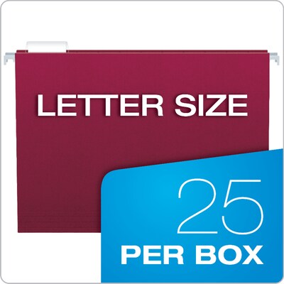 Pendaflex Recycled Hanging File Folders, 1/5 Tab, Letter Size, Burgundy, 25/Box (81613)
