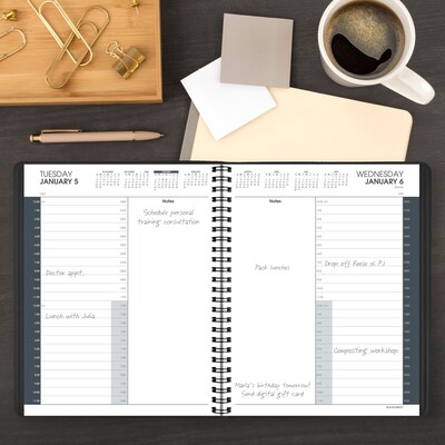 2027 AT-A-GLANCE 8.5" x 11" Daily Appointment Book, Faux Leather Cover, Black (70-214-05-27)