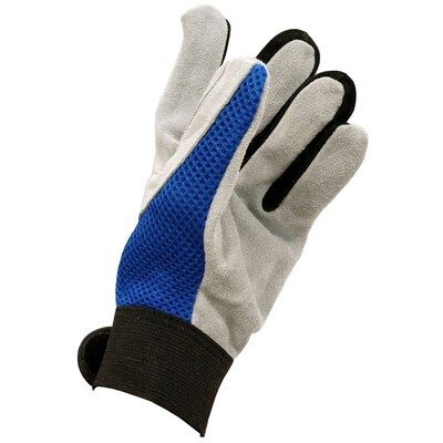 Glove Crafter Handyman's Leather Mechanic Gloves, One Size, Blue & Gray, 6/Pack, 12 Packs/Carton (13356)