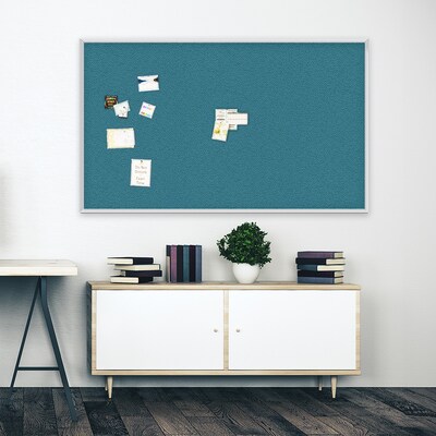 Ghent Fabric Bulletin Board, Satin Aluminum Frame, 4’H x 4W, Teal (AT44F97)