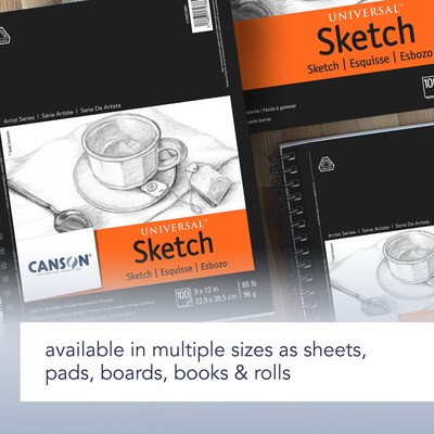 Canson Artist Series 5.5" x 8.5" Wire Bound Universal Drawing Sketch Pad, 100 Sheets/Pad, 3/Bundle (MCXC100510850-3)