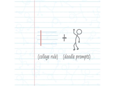 DOODLEWRITE 1-Subject Notebooks, 8.5" x 11", College Ruled, 60 Sheets, White, /Carton (11100CS)