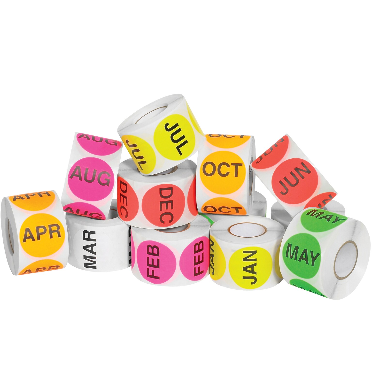 Tape Logic Easy Order Packs: Months Of The Year, 2 Dia., Assorted Colors, 12/Case (DL1239)