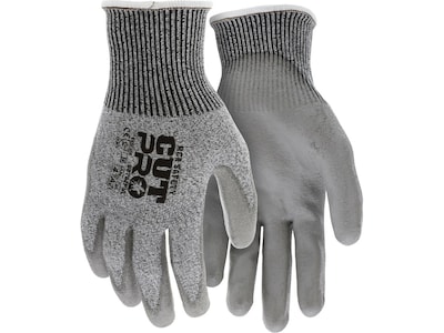 MCR Safety Cut Pro Hypermax Fiber/Polyurethane Work Gloves, Medium, A2 Cut Level, Salt-and-Pepper/Gr