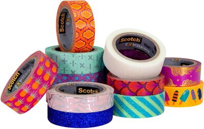 Scotch® Expressions Washi Tape, 0.59" x 10.91 yds., Blue (C314-BLU)