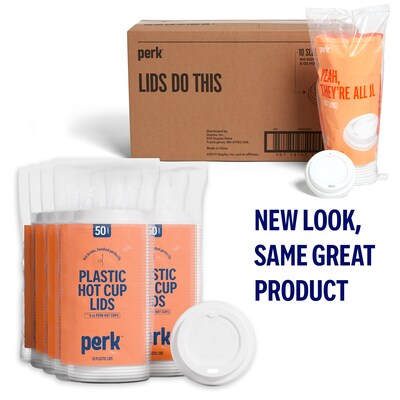 Perk™ Plastic Hot Cup Lid, 8 Oz., White, 500/Carton (PK45593CT)