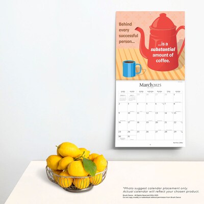 2025 Brush Dance But First Coffee 12" x 24" Monthly Square Wall Calendar, (9781975478544)