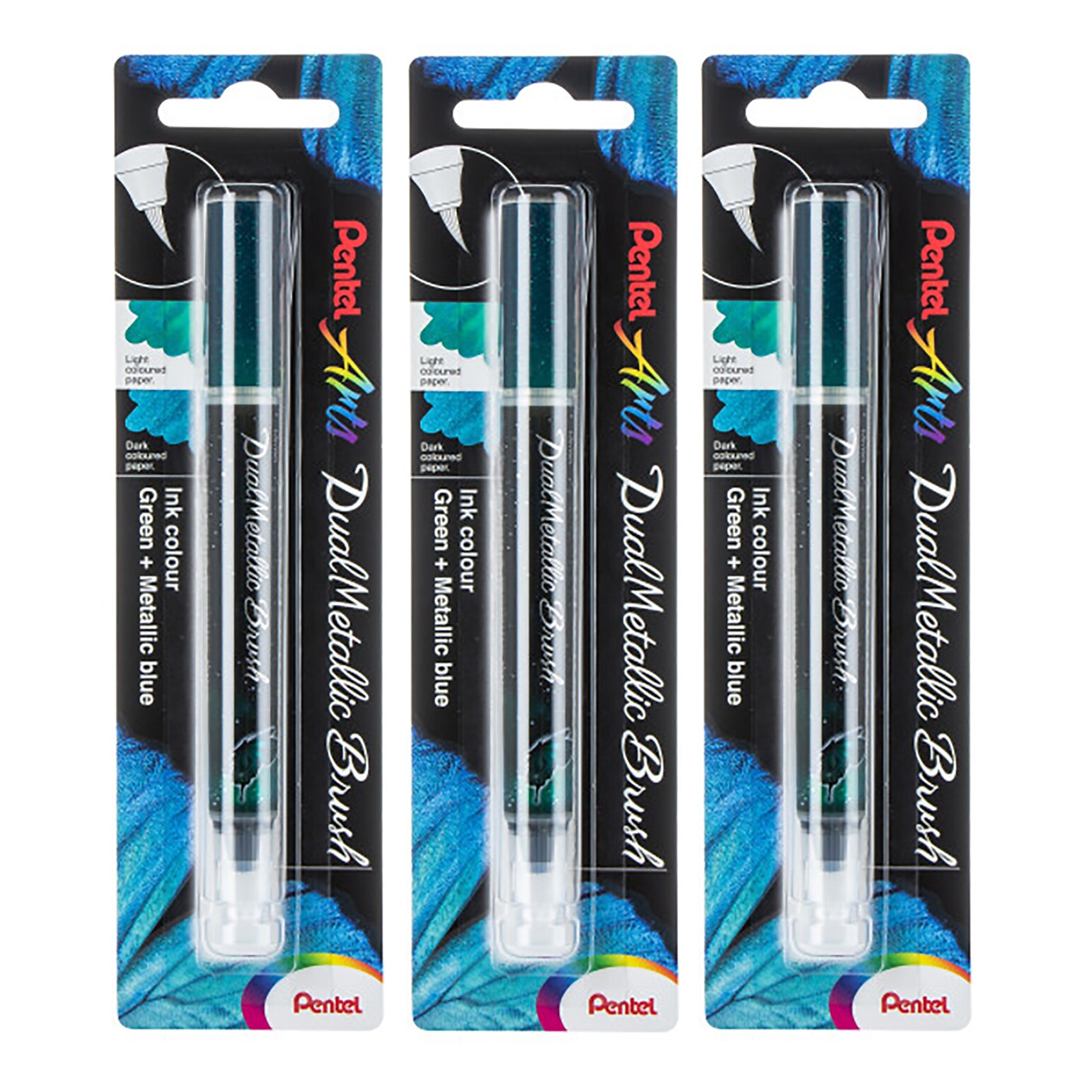 Pentel DualMetallic, Brown Ink, 3/Bundle (PTAXGFHBPDDX-3)