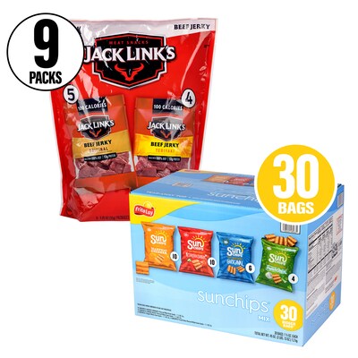 Sunchips Multigrain Chips Variety Pack & Jack Links Beef Jerky Variety Pack, 2/Pack (600-04175)