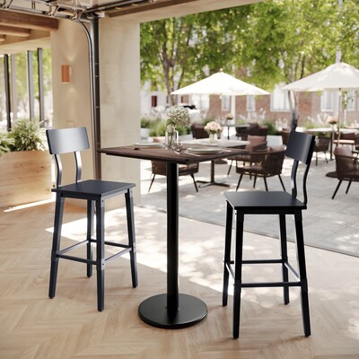 Flash Furniture Acadia Wooden Dining Table, 23.75D x 29.75W, Dark Brown/Black Base (ST2430WBRTR18B)