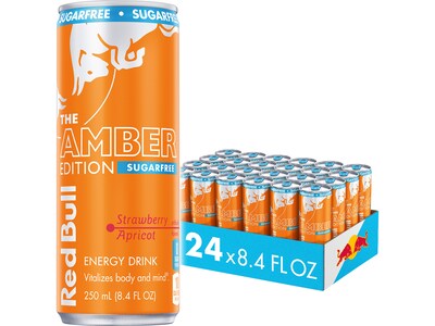 Red Bull Amber Edition Sugar-Free Strawberry/Apricot Energy Drink, 8.4 oz., 24 Cans/Carton (RB243204