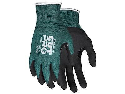 MCR Safety Cut Pro Hypermax Fiber/Nitrile Work Gloves, Medium, A2 Cut Level, Green/Black, Pair (9678