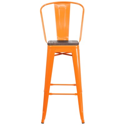 Flash Furniture Lily Contemporary Metal Vertical Back Barstool, Orange, 4-Pieces/Pack (4CH3132030GBORW)