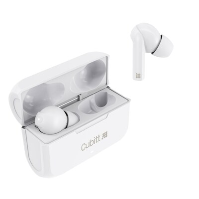 Cubitt Gen 2 Wireless Active Noise Canceling Earbuds, Bluetooth, White (CTEG2-7)