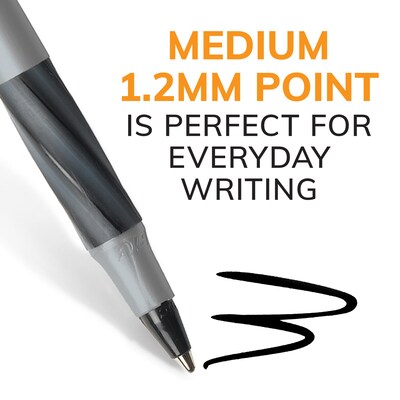 BIC Xtra Comfort Round Stic Grip Ballpoint Pens, Medium Point, 1.2mm, Black Ink, Dozen (13726/GSMG11)