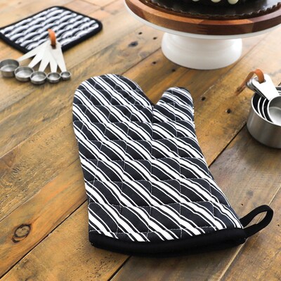 Better Houseware Striped Oven Mitt, Black (BTH1684E)