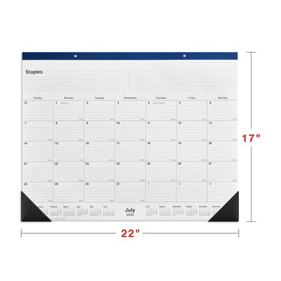 2024-2025 Staples 22" x 17" Academic Monthly Desk Pad Calendar, Navy  (ST59497-23)