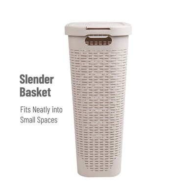 Mind Reader Plastic Laundry Hamper with Lid, Ivory (40HAMP-IVO)