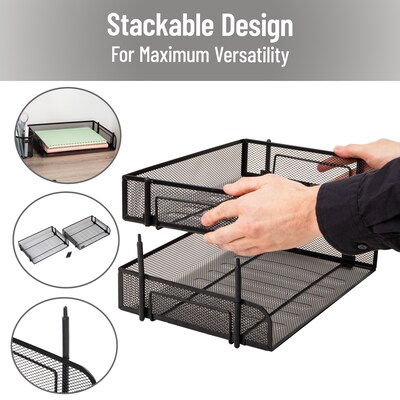 Mind Reader Metal Side Loading Stackable Letter Tray, Letter Size, Black (ESTACK2-BLK)