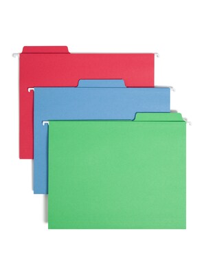 Smead FasTab Hanging File Folders, 1/3 Cut, Letter Size, Multicolor, 18/Box (64053)