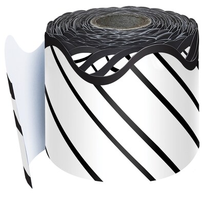 Carson Dellosa Education Kind Vibes Stripes Rolled Scalloped Border, 2.25 x 65, Black/White, 3/Bundle (CD-108484-3)