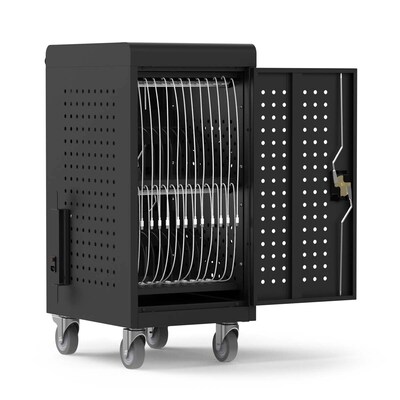 Luxor Lockable 24-Unit USB-C Secure Charging Cart, Black Powder-Coated Steel (CHMC001)
