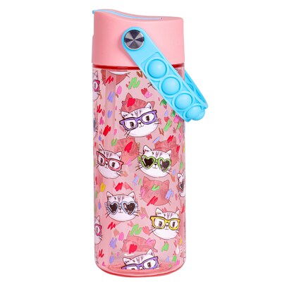 Elemental Splash Pop Plastic Water Bottle, 18 oz., Stylish Cat (EMLETR18SC20P)