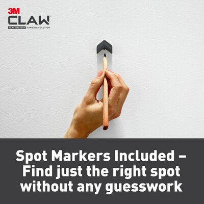 3M CLAW™ Drywall Picture Hanger with Temporary Spot Marker, Holds  45 lb, 3 Hangers 3 Markers/Pack