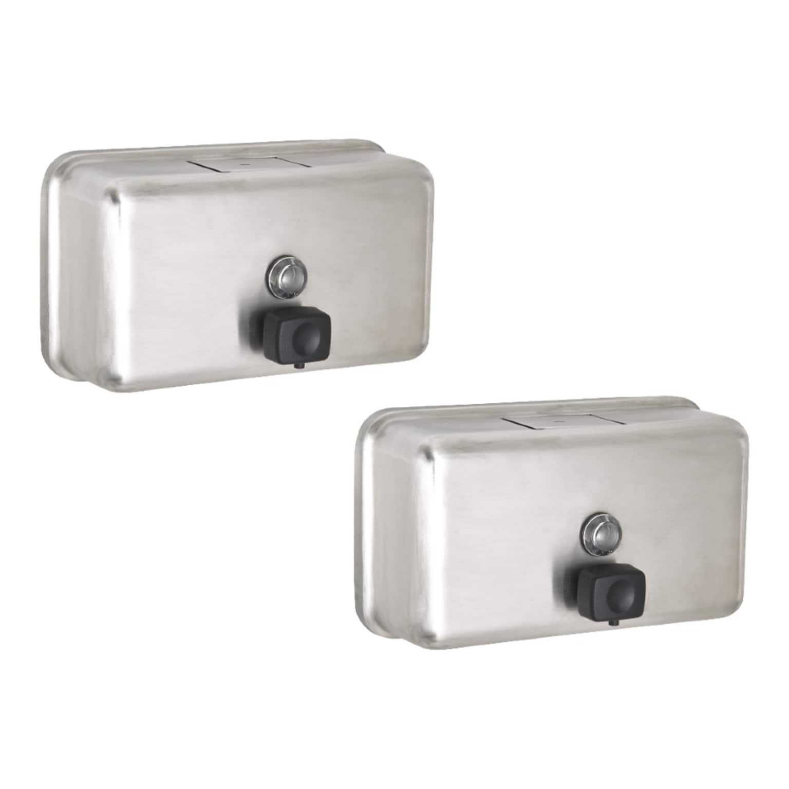 Alpine Industries Universal Wall Mounted Hand Soap Dispenser, Stainless Steel 2/Pack (424-SSB-2PK)