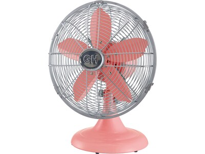 Good Housekeeping Oscillating Desk Fan, 3-Speed, Silver/Salmon (92610)