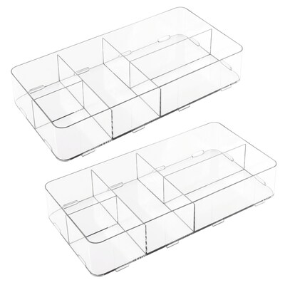 iDesign Clarity 5-Compartment Drawer Organizer, Clear, 2/Set (29339M2)