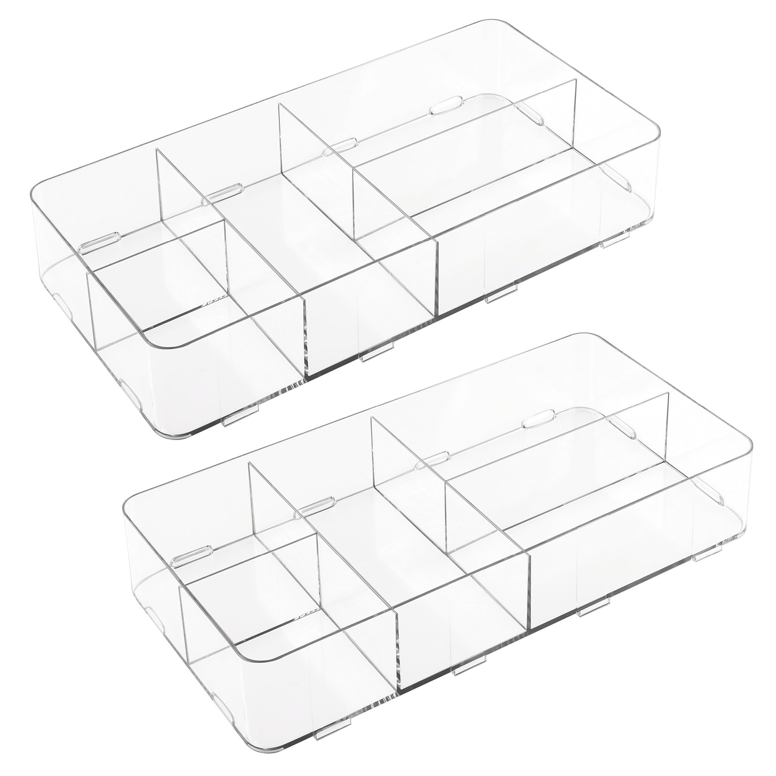 iDesign Clarity 5-Compartment Drawer Organizer, Clear, 2/Set (29339M2)