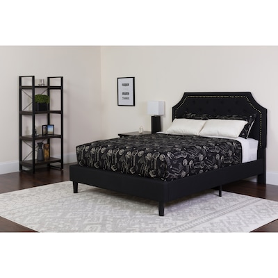 Flash Furniture Brighton Tufted Upholstered Platform Bed in Black Fabric with Memory Foam Mattress, Queen (SLBMF7)
