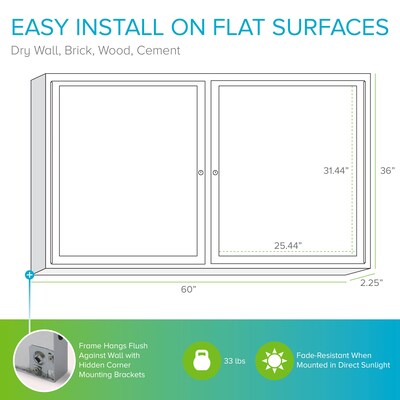 Ghent 3' H x 5' W Enclosed Recycled Rubber Bulletin Board with Satin Frame, 2 Door, Confetti (PA23660TR-CF)