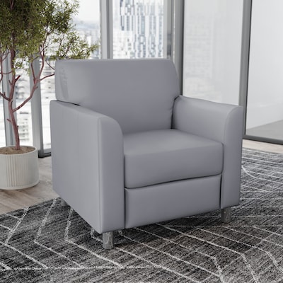 Flash Furniture Hercules Diplomat LeatherSoft Reception Chair, Gray/Chrome Legs (BT8271GYCHR)