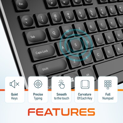Delton Ultra Slim KB7 Wireless Keyboard and S8 Optical Mouse Combo, Black (DKBMKIT2-WB)