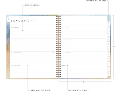 2025 Blue Sky Andreo 8.5" x 11" Weekly & Monthly Planner, Paperboard Cover, Blue/Yellow (137948-25)