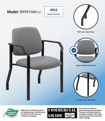 Boss Vinyl Guest Chair, Gray (B9591AM-GY)