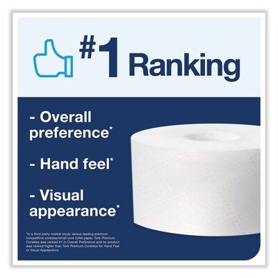 Tork Coreless Toilet Paper, 2-Ply, White, 750 Sheets/Roll, 36 Rolls/Carton (472884)