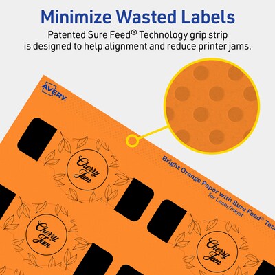Avery Laser/Inkjet Multipurpose Decorative Edge Labels, 1.5" x 3.5", Bright Orange, 400/Pack (94122)