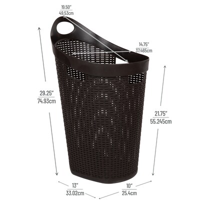 Mind Reader 15.85-Gallon Rolling Laundry Hamper, Plastic, Brown (60HWHEEL-BRN)