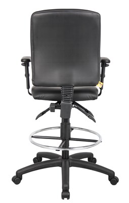 Boss® Multi-Function LeatherPlus Drafting Stool with Adjustable Arms