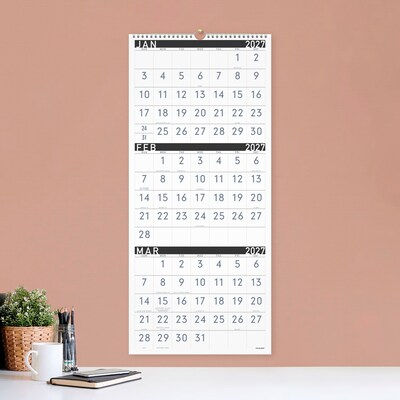 2027 AT-A-GLANCE Contemporary 12 x 27 Three-Month Wall Calendar, White/Black (PM11X-28-27)