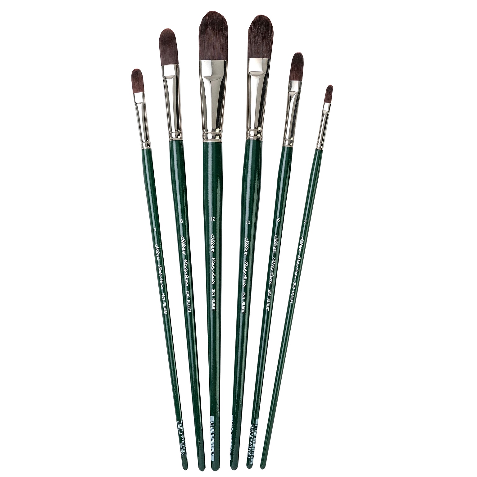 Silver Brush Ruby Satin Long Filberts Brush, 6/Pack (SLVRS2595)
