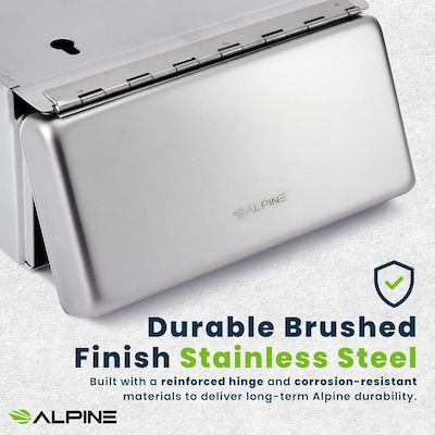 Alpine Industries Sanitary Receptacle, Stainless Steel, 2/Pack (451-SSB-2PK)