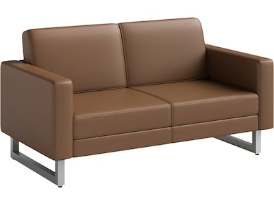 Safco Mirella 54 Vinyl Lounge Settee, Cognac (1731MRL2SLVCOG)